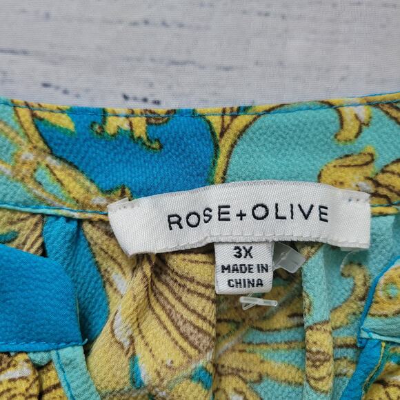 Rose + Olive Size 3x Teal Gold Chain Link Sleeveless Blouse - Picture 6 of 8